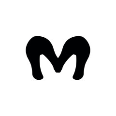 M icon. Simple style M company poster background symbol. M brand logo design element. M t-shirt printing. vector for sticker.