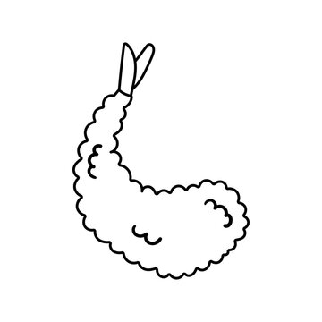 recommend clip art: Vector illustration of ebi tempura. Japanese food in doodle sketch style. Shrimp fried in batter