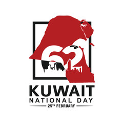 62 Kuwait National Day. 25 February. Vector Illustration.