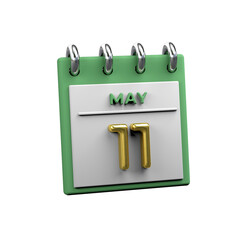 Monthly calendar 3D Render 11 May