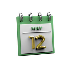 Monthly calendar 3D Render 12 May
