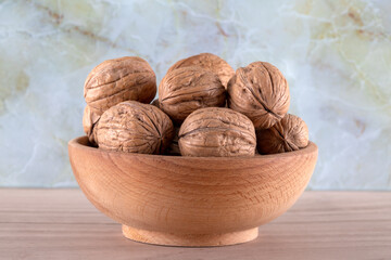 Heap of shelled walnuts,closeup