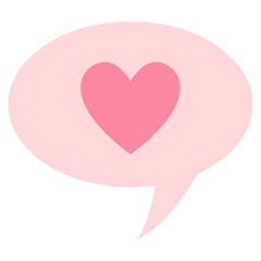 heart with speech bubble flat icon illustration