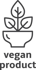 Vegan product symbol. Natural diet food label