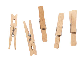 Close up of wooden clothespins, attach or hold together concept - Powered by Adobe