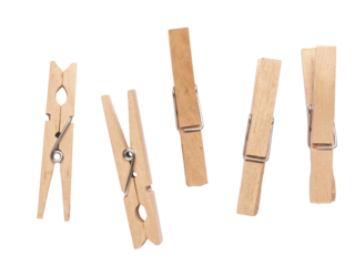 Close up of wooden clothespins, attach or hold together concept