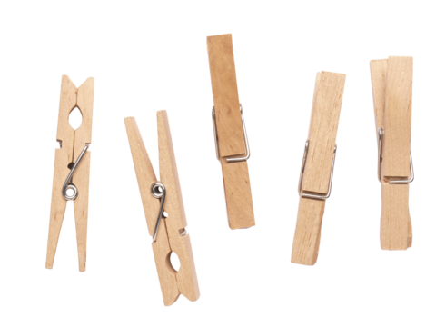 Close up of wooden clothespins, attach or hold together concept - Powered by Adobe