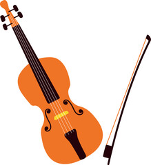 Fototapeta na wymiar Violin icon. Wooden string instrument. Classic music symbol