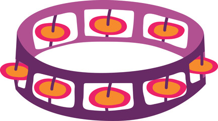 Tambourine color icon. Folk music symbol. Percussion instrument