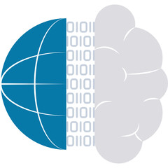 Naklejka premium half Global sphere and half brain