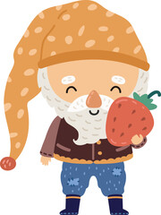 Cute tiny bearded man. Garden gnome character