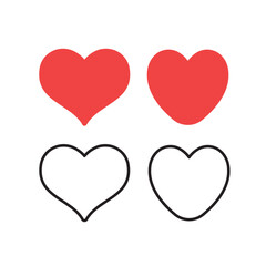 Heart shape icons. Hearts pictogram set. Symbol for valentine's day love.