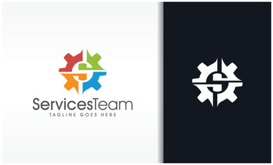 team service with gear