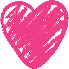 Pink heart in grunge scribble style. Love sticker