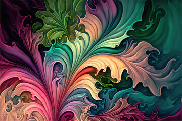 Fototapeta premium color leaves as a modern art, fluid watercolor style, generative ai technology