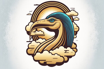 Clouds emblem, Thoth Egyptian God sign, Cloudy logo. Generative AI