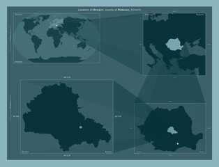 Brasov, Romania. Described location diagram