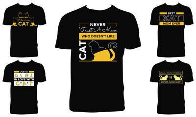 Cat Typography Vector T Shirt Design Bundle 