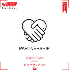 PARTNERSHIP icon vector on white background. Simple, isolated, flat icons, icons, apps, logos, website design or mobile apps for business marketing management,
UI UX design Editable stroke.EPS10 