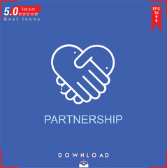 PARTNERSHIP icon vector on blue background. Simple, isolated, flat icons, icons, apps, logos, website design or mobile apps for business marketing management,
UI UX design Editable stroke.EPS10