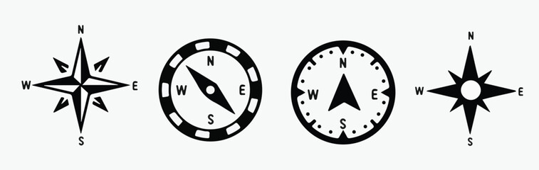 Compass icon set. Wind rose symbol. Vector
