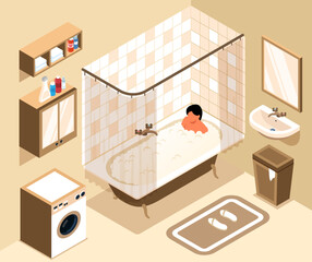 Bathroom Isometric Illustration