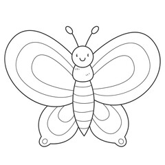 Butterfly coloring book for kids. Coloring page. Monochrome black and white illustration. Vector children's illustration.
