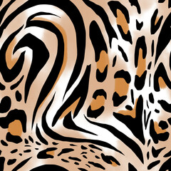 Seamless hand draw illustration leopard pattern, leopard skin, African animal texture.