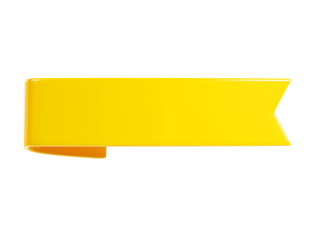 Yellow ribbon banner 3d render illustration - simple text tag or label for sale and promotion message.
