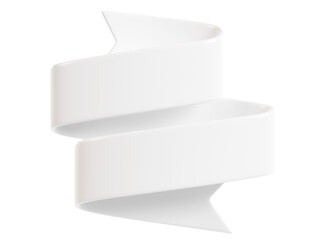 Sale ribbon banner 3d render - white curled fabric or plastic text box for promotion or congratulation message.