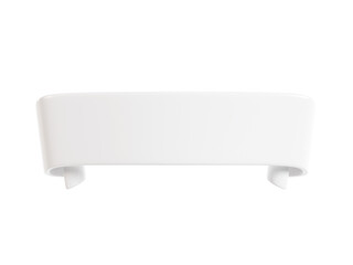 Ribbon text banner 3d render - white glossy rolled double tape for sale or promotion message.