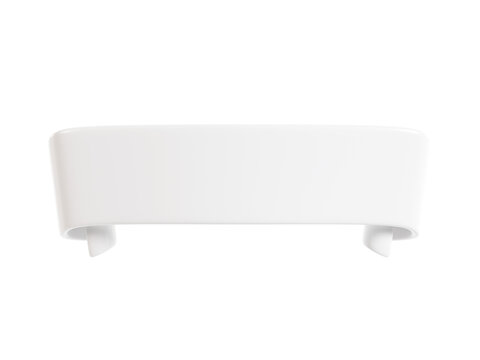 Ribbon text banner 3d render - white glossy rolled double tape for sale or promotion message.