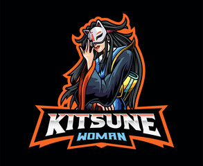 Kitsune Woman Mascot Logo Design