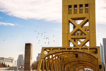 Sacramento Skyline With Golden Tower Bridge
