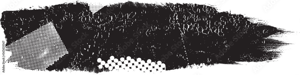 Poster grunge paint stripe . vector brush stroke . distressed banner . black isolated paintbrush collection