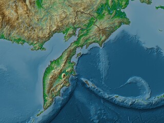 Kamchatka, Russia. Physical. No legend
