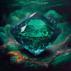 an Emerald diamond at the bottom of the ocean made with Generative AI