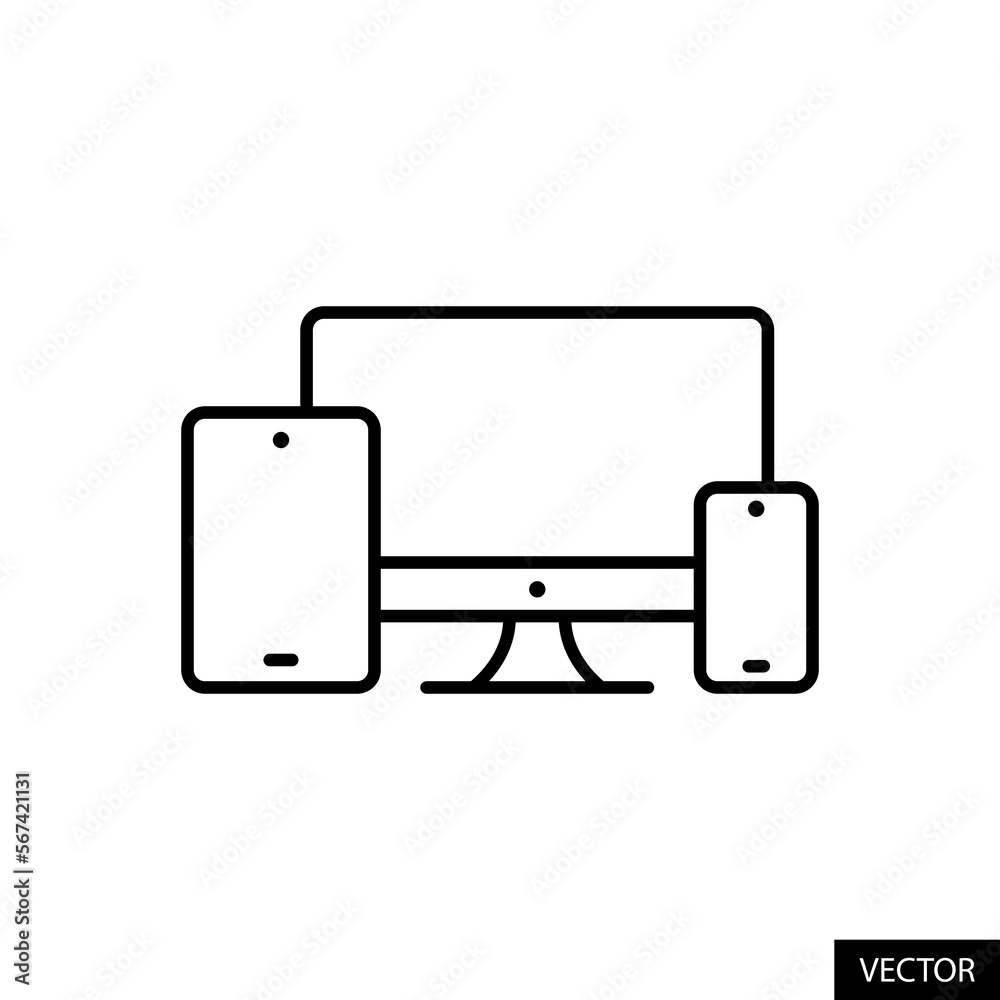 Fototapete responsive web design vector icon in line style design for website, app, ui, isolated on white backg