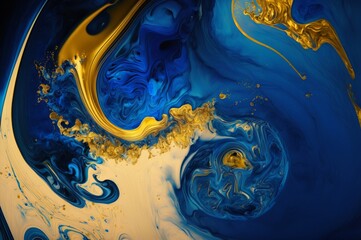 Gold and blue marbling abstract made with generative AI