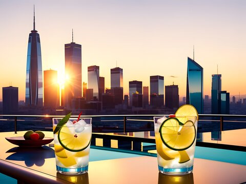 gin tonic  on a table with nice d
