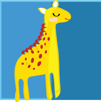 giraffe cartoon against shaded blue background