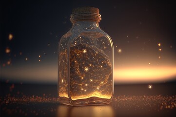 Milky Way in a glass bottle made with Generative AI