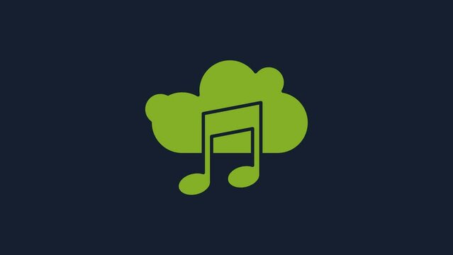 Yellow Music streaming service icon isolated on blue background. Sound cloud computing, online media streaming, song, audio wave. 4K Video motion graphic animation
