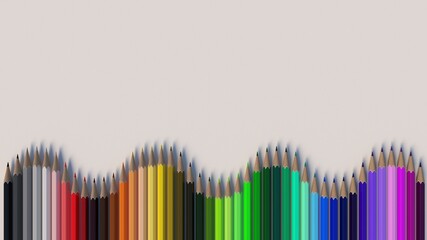 Obraz premium Pencils are not white background. pencils are laid out on the table. 3d render illustration mock up.