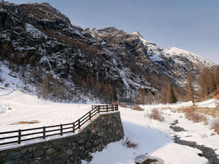 Obraz premium Winter around Gressoney-Saint-Jean, Valle d'Aosta,Italy.