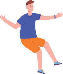 Falling young man. Floating guy. Flying in dream character