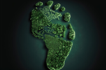 green human footprint. concept. Generative AI