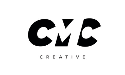 CMC letters negative space logo design. creative typography monogram vector