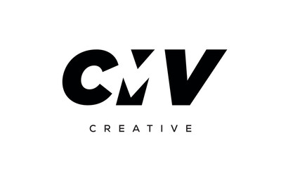 CMV letters negative space logo design. creative typography monogram vector