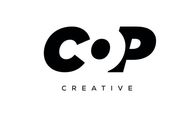 COP letters negative space logo design. creative typography monogram vector